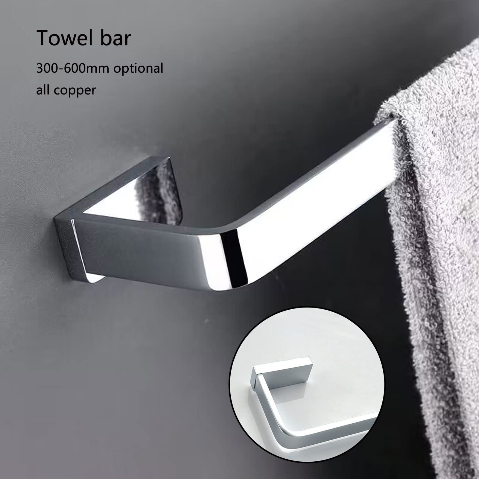 Portasciugamani in Stile Europeo Tutto Bronzo, portasciugamani da Cucina per Bagno, portasciugamani WC, 30 cm / 40 cm / 50 cm / 60 cm, per Accessori da Bagno e Cucina, Argento (Dimensioni :