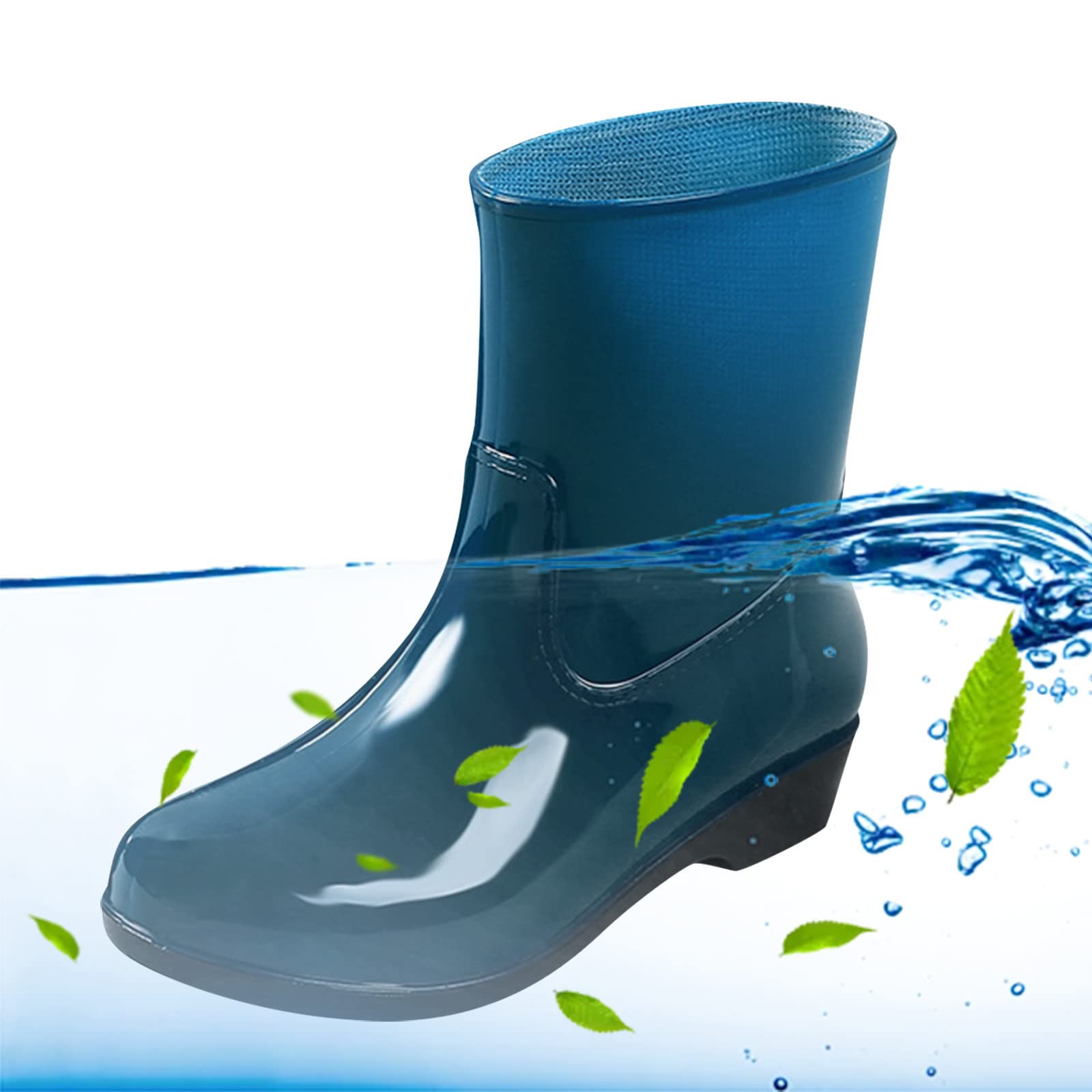 Regenschuhe Damen Wasserdicht - Gummischuhe Damen Kurz Rutschfest Regenstiefel Weiter Schaft Gummistiefel Bequem Leicht Gartenschuhe Slip On Angelstiefel Abriebfest Watstiefel Für Jede Jahreszeit