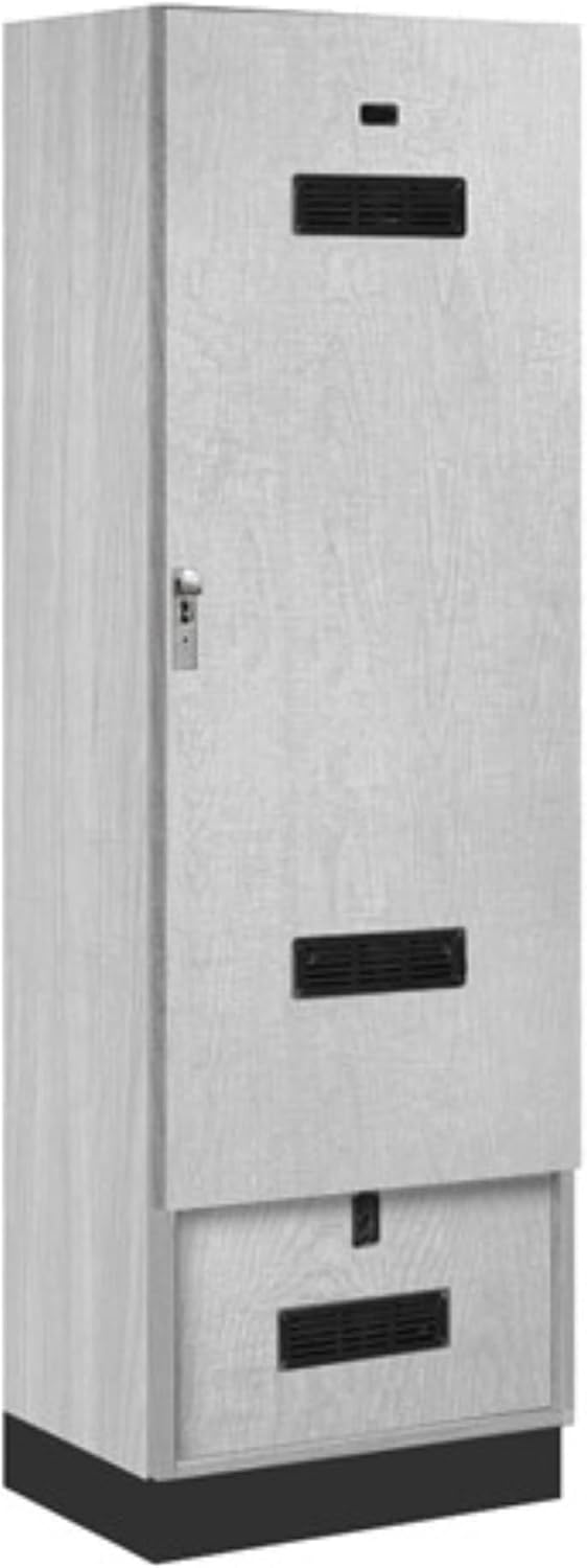 Salsbury 24" Wide Premier Wood Gear Locker - 6 Feet High - 18 Inches Deep - Silver Teak - Silver Hasps