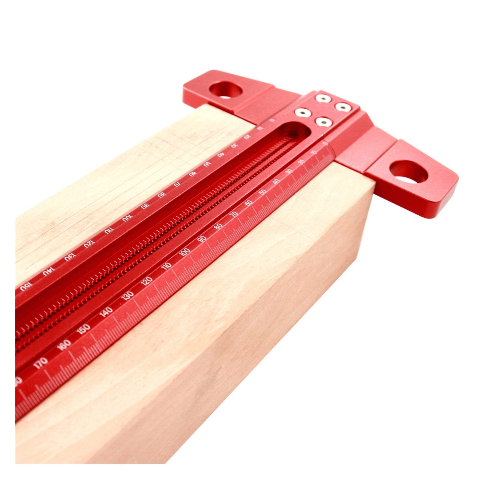 Rapporteur d'angle, Marquage de précision T-Ruler Alliage d'aluminium Travail du bois Scribe Marking Gauge Deluxe trou barré Règle de rayage Outils de mesure(400mm)