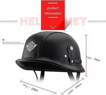 Retro Half Helmet Open Face Motorcycle Helmet Motorbike Leather Half Helmet with Goggles and Face Towel DOT/ECE Approved Adult Men Women Skull Cap Helmet Scooter Moped 11,M(56-57CM)