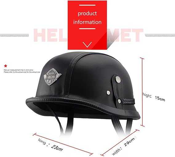 Retro Half Helmet Open Face Motorcycle Helmet Motorbike Leather Half Helmet with Goggles and Face Towel DOT/ECE Approved Adult Men Women Skull Cap Helmet Scooter Moped 11,M(56-57CM)