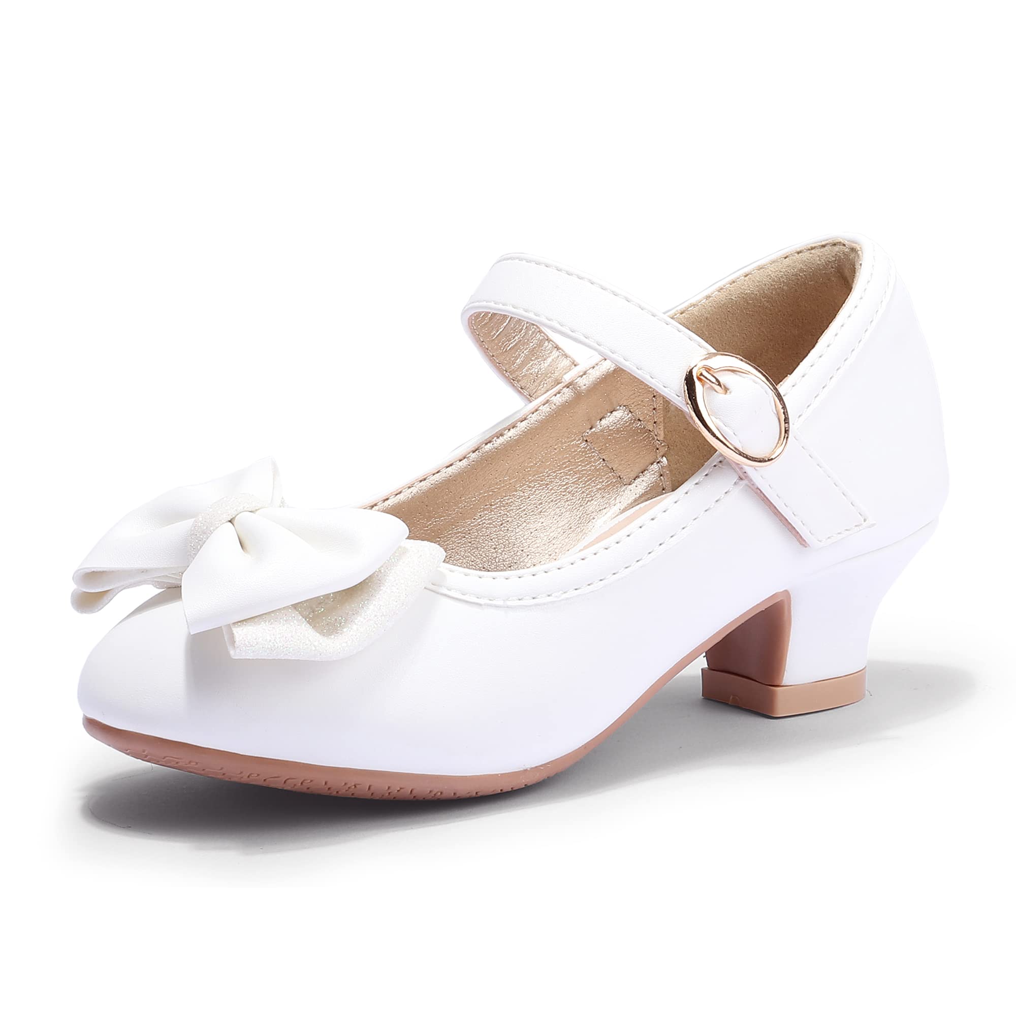 PANDANINJIA Girls Toddler/Little Kid Jada Dress Mary Jane Pumps Bow Low Heels Party Wedding Princess Shoes