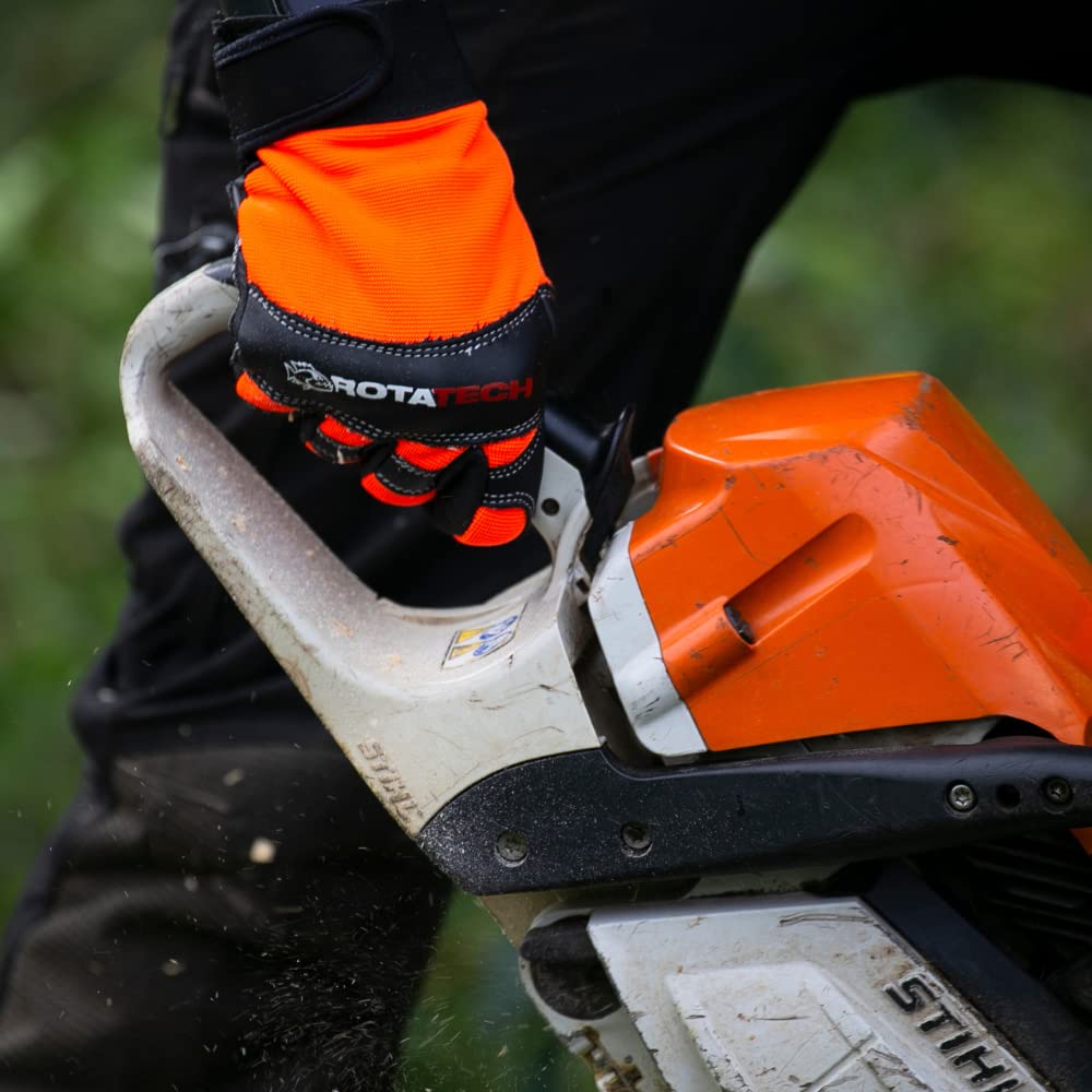 Rotatech Gants de sécurité pour tronçonneuse Anti Coupure - Qualité supérieure - Classe 1 - S à L (taille 9/M)