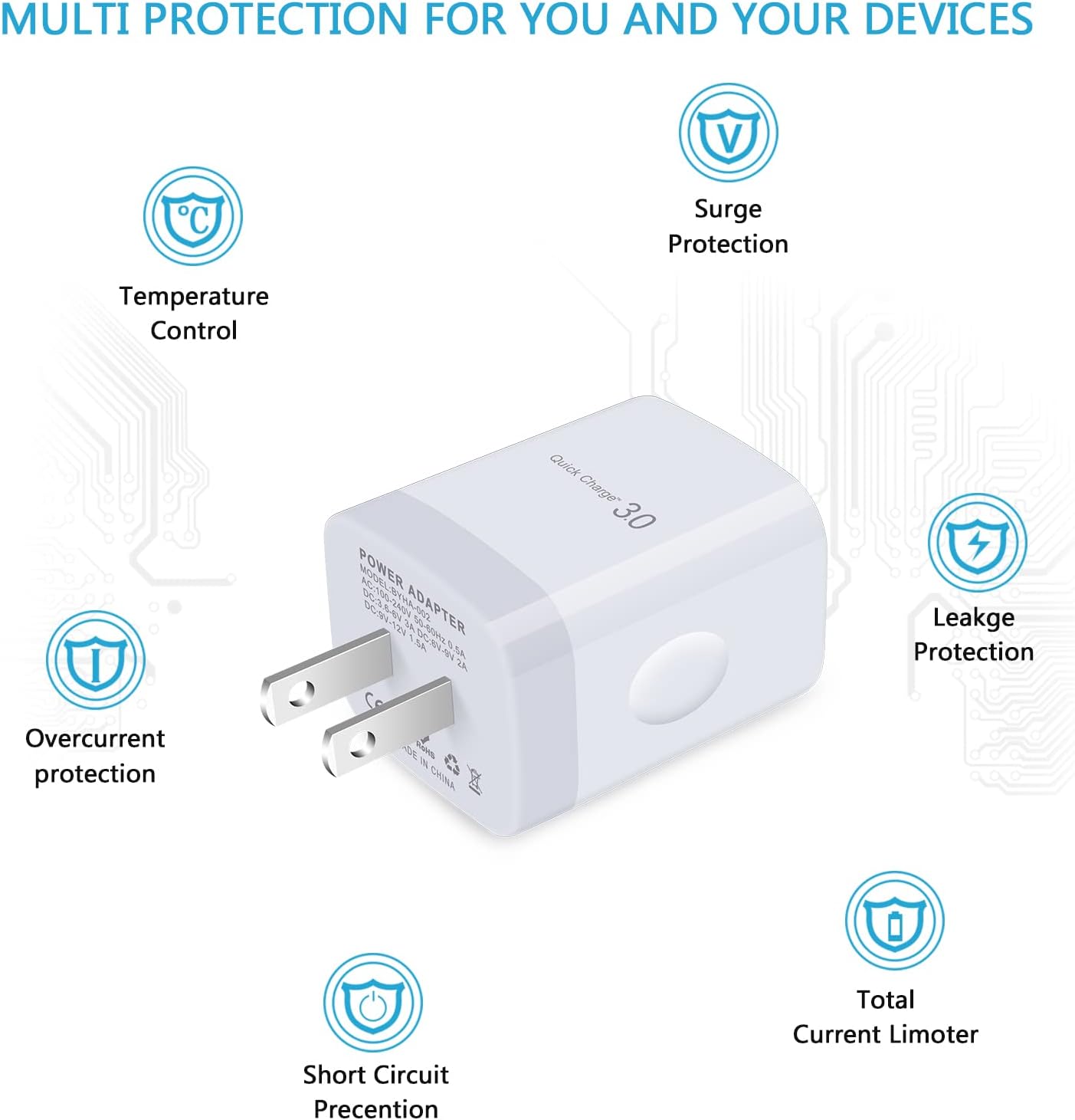 Quick Charge 3.0 Adaptive Fast Charging USB Adapter Wall Charger Plug with 2Pack 6ft Type C Cable for Samsung Galaxy S23 S22 S21 Ultra S20 FE Note 20 A14 A53 A13 A02S A12 A21 A51 A10E A50 A71 S10 S9