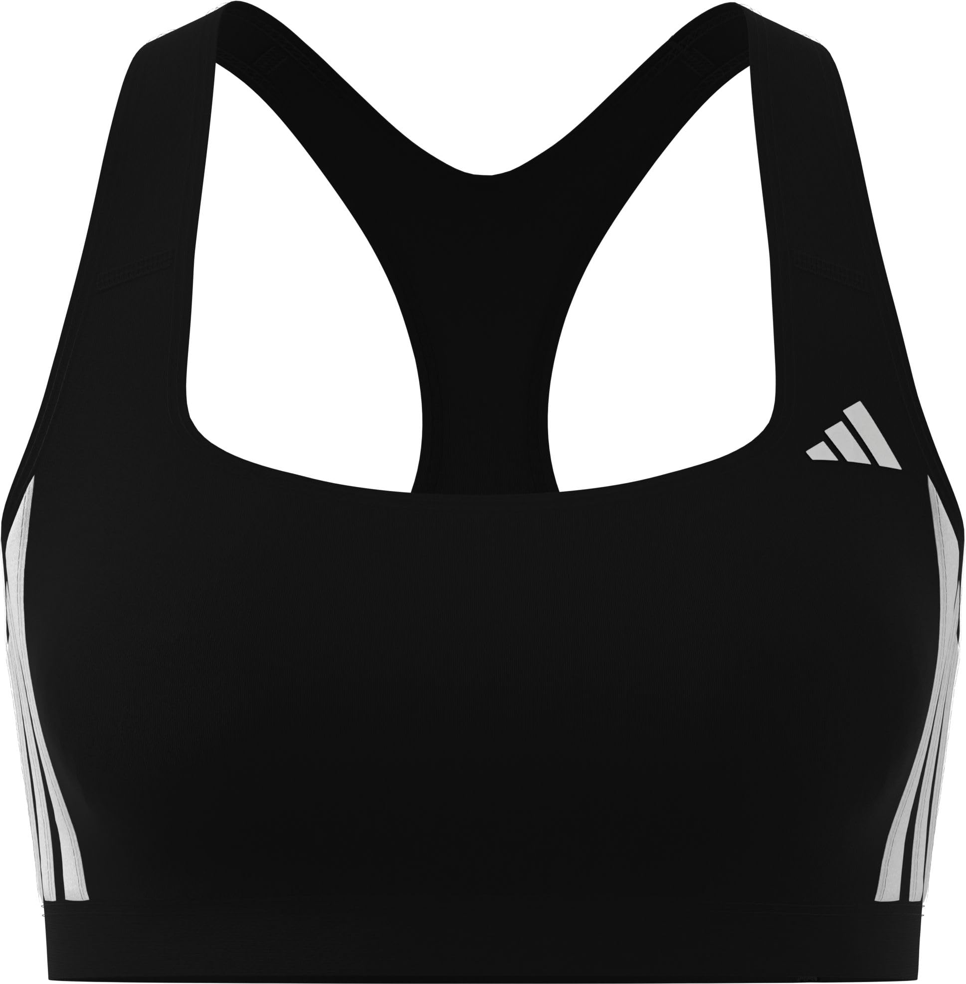 adidas Womens Training Workout Essentials Medium Support Bra, Black/White, Size M, Women