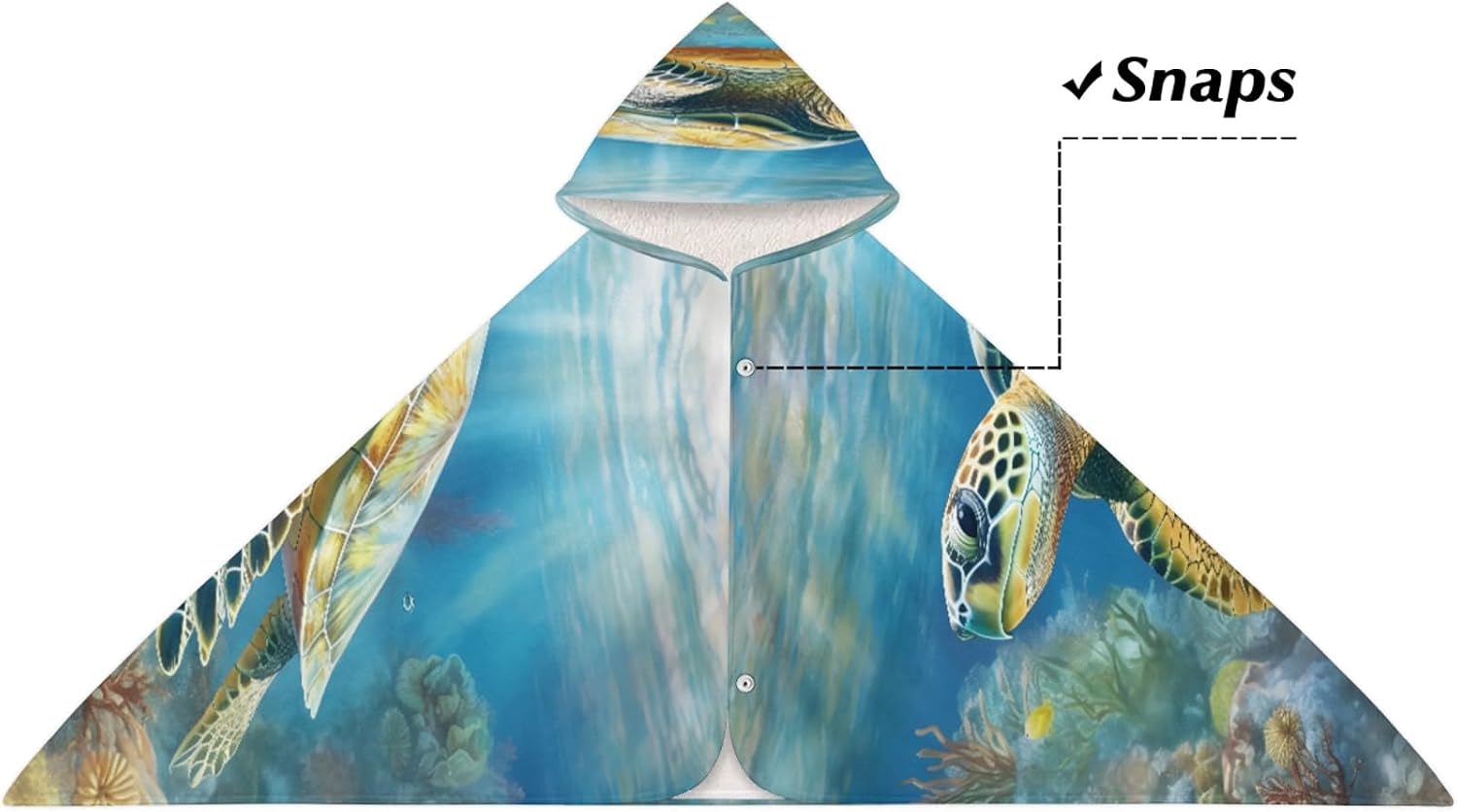 Turtle Print Hooded Towels for Kids Absorbent Soft Pool Swim Beach Bath Towel for Boys Girls, 24 in x 50 in
