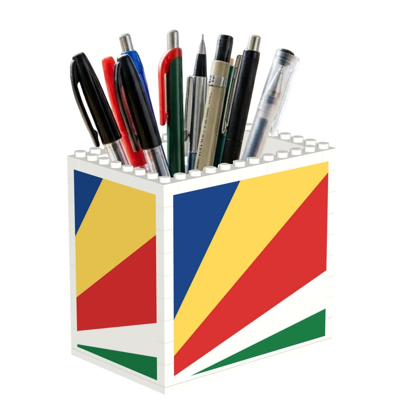 SXZVVBN Flag of Seychelles Building Block Desk Tidy ABS Organiser