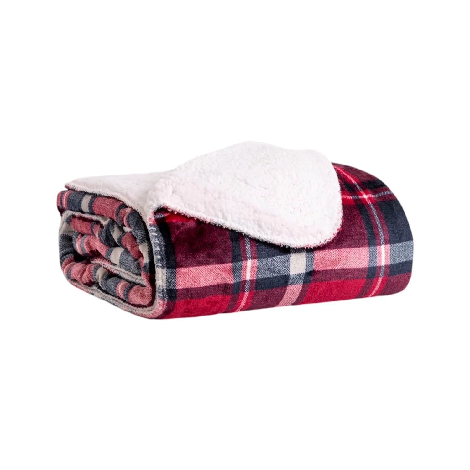Acomoda Textil – Manta de Sedalina con Borreguito 140x180 cm Extra Suave, Cálida y Cómoda Ideal para Cama, Sofá, Sillón y Viaje. Mantita Ligera de Invierno de Cuadros para Uso Diario.