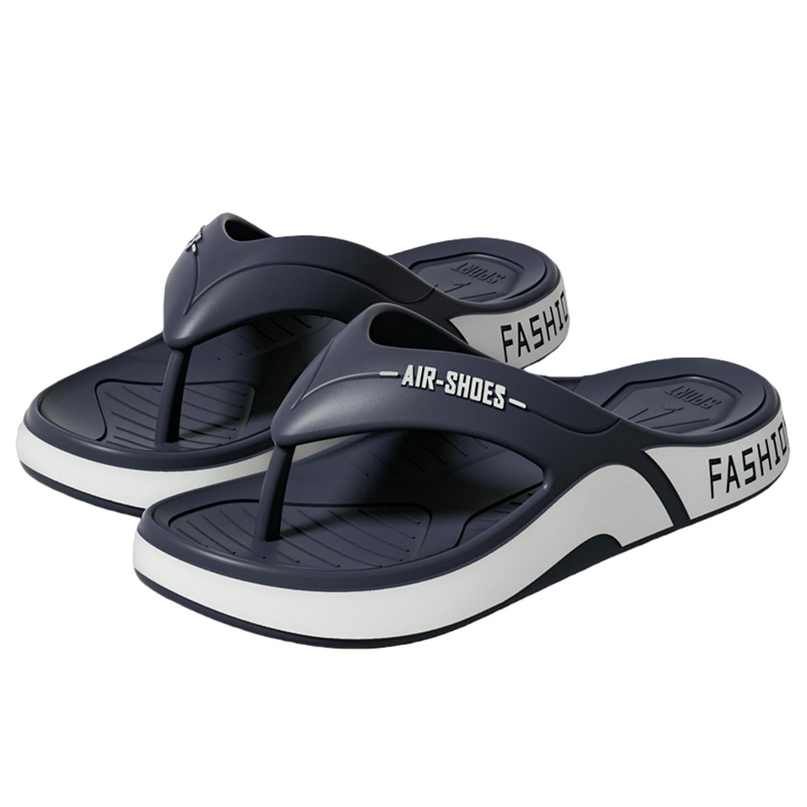 Tongs hommes bleu marine finies les glissades avec la semelle antidérapante souple
