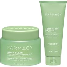 Farmacy Sensitive Double Cleanse Duo - Fragrance-Free Green Clean Cleansing Balm + Gentle Creamy Face Cleanser for Makeup Removal, Hydration & Soft Skin