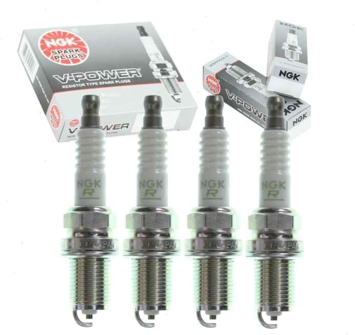 4 pc NGK V-Power Spark Plugs compatible with Toyota Matrix 1.8L 2.4L L4 2003-2012
