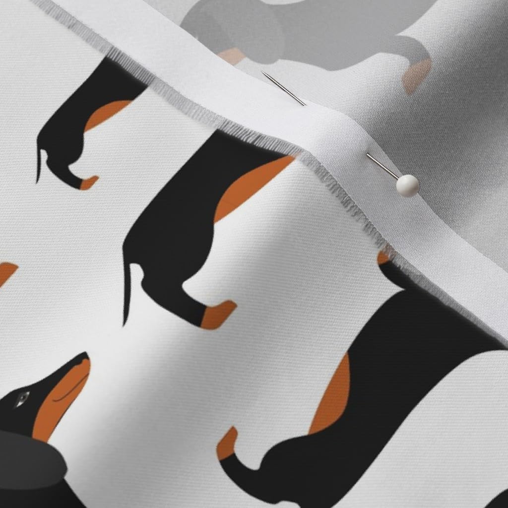 Spoonflower Fabric - Black Dachshunds Dog Dachshund German Pet Puppy Wiener Retro Printed on Organic Cotton Sateen Fabric by The Yard - Sewing Quilting Apparel Home Decor