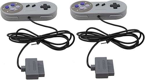 Miniatura 3 de USonline911 2 almohadillas de videojuegos SNS-005 con control remoto para consola de sistema Nintendo SNES, controlador de repuesto de 6 pies SNS-005