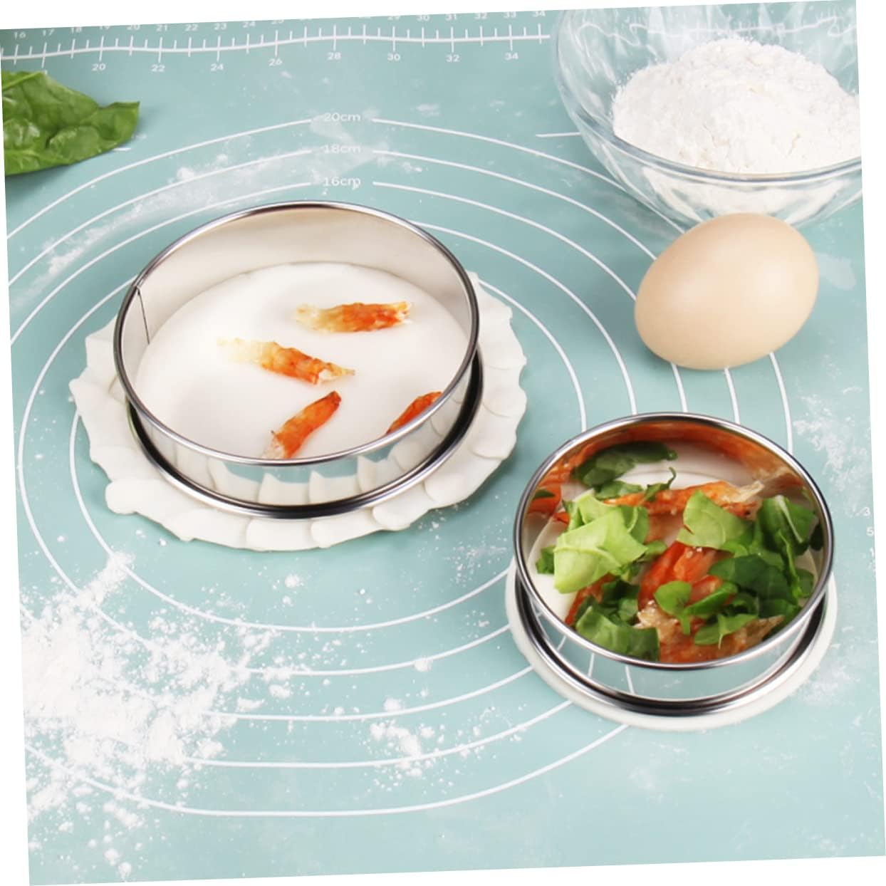 MAGICLULU 15pcs Stainless Steel Pizza Baking Tool Round Muffin Rings Easy Clean Pizza Saucing Ring Non Stick for Home Commercial