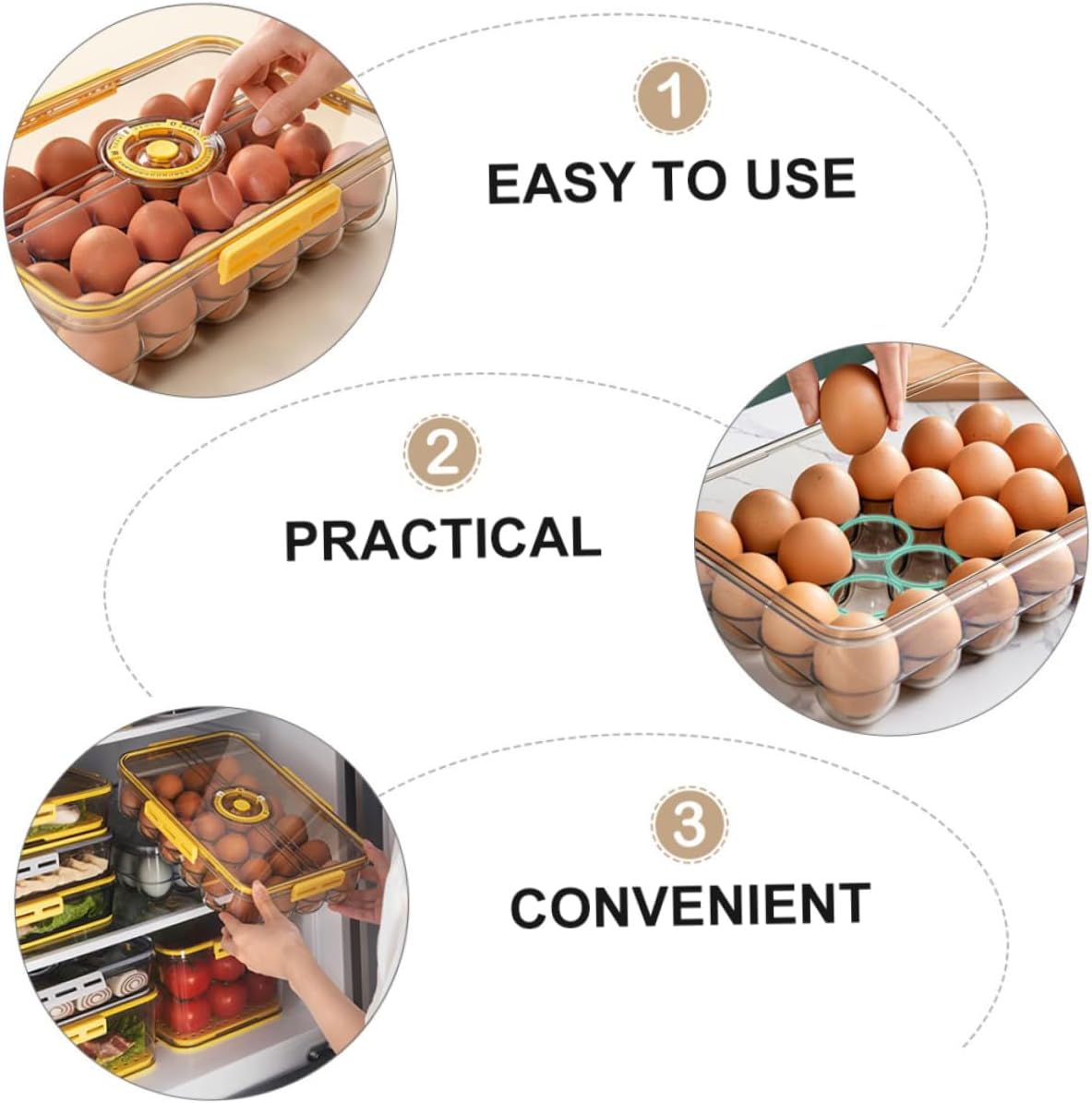 Egg Storage Container 24-Cavity Refrigerator Egg Holder Thickened Time-Saving Food Storage Box for Kitchen Organization 1-Pack