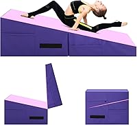 Folding Gymnastics Incline Cheese Wedge Mat - Non-Slip Indoor/Outdoor Tumbling Mat with Handles for Kids Home Training
