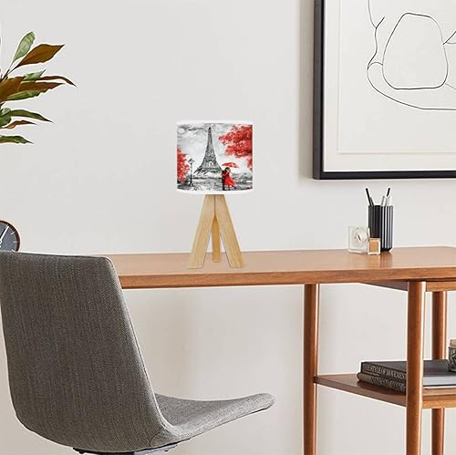 Miniatura 3 de Lámpara pequeña pintura al óleo París ciudad europea paisaje Francia torre eiffel negro mesita de noche lámpara de mesa lindo mini escritorio