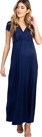 PinkBlush Petite Draped Maternity/Nursing Maxi Dress