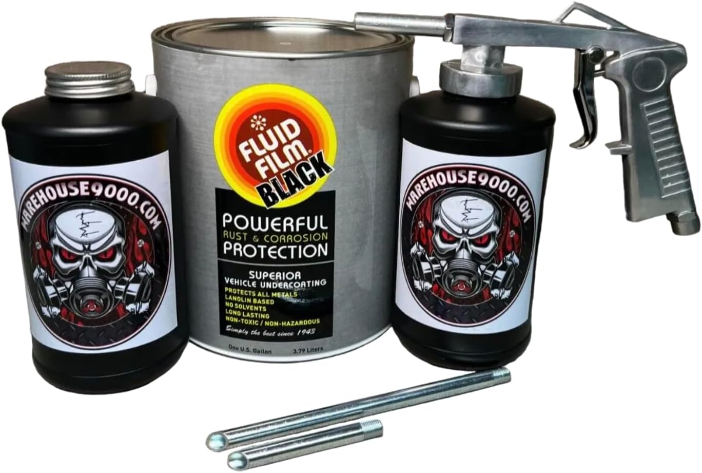 Black FF Lanolin Undercoating Fluid Standard Undercoating Gun Kit (2 B Quart Bottles)