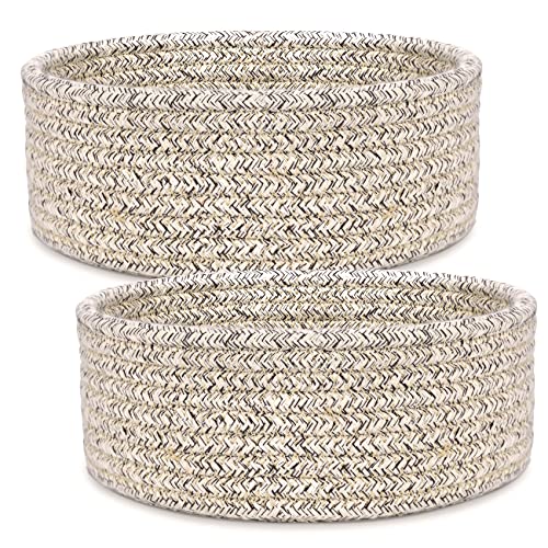 ABenkle 2 Pack Small Baskets, Cotton Rope Woven Basket, Cute Mini Tiny Storage Baskets, Decorative Boho Basket for Nursery Living Room Bedroom Shelf, Empty Gift Basket - Mix Brown