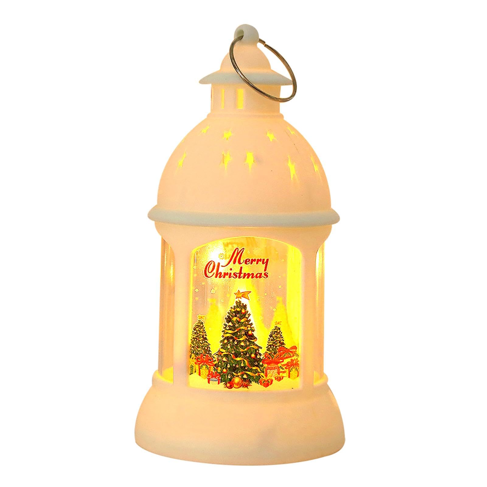 Velas LED con farol navideño - Luces decorativas que funcionan con baterías, juego de velas festivas | Adorno de luz LED sin llama, decoración de linterna Vintage, luz blanca cálida para decoración na