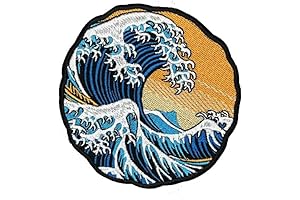 【Japanese Wave Crown Patch】 Great Wave Off Kanagawa Japanese Kimono Kanji Patch...