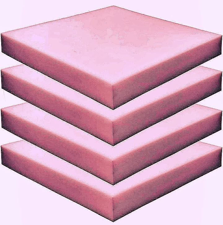 GIANTEX 18”x18”x2” High Density PU Foam Upholstery Sofa Cushion Sheet Square Shape Luxury Cushion for Sofas and Chairs Use as Backache & Bed Sores (Set of 4, Pink)