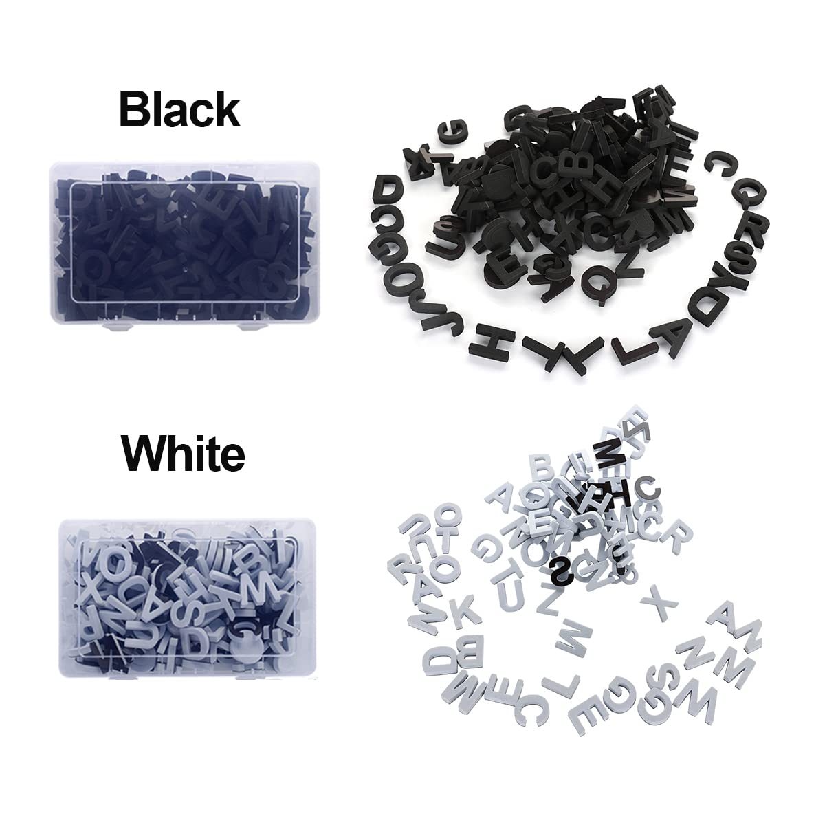 Lettres magnétiques pour réfrigérateur - Lot de 124 - Noir