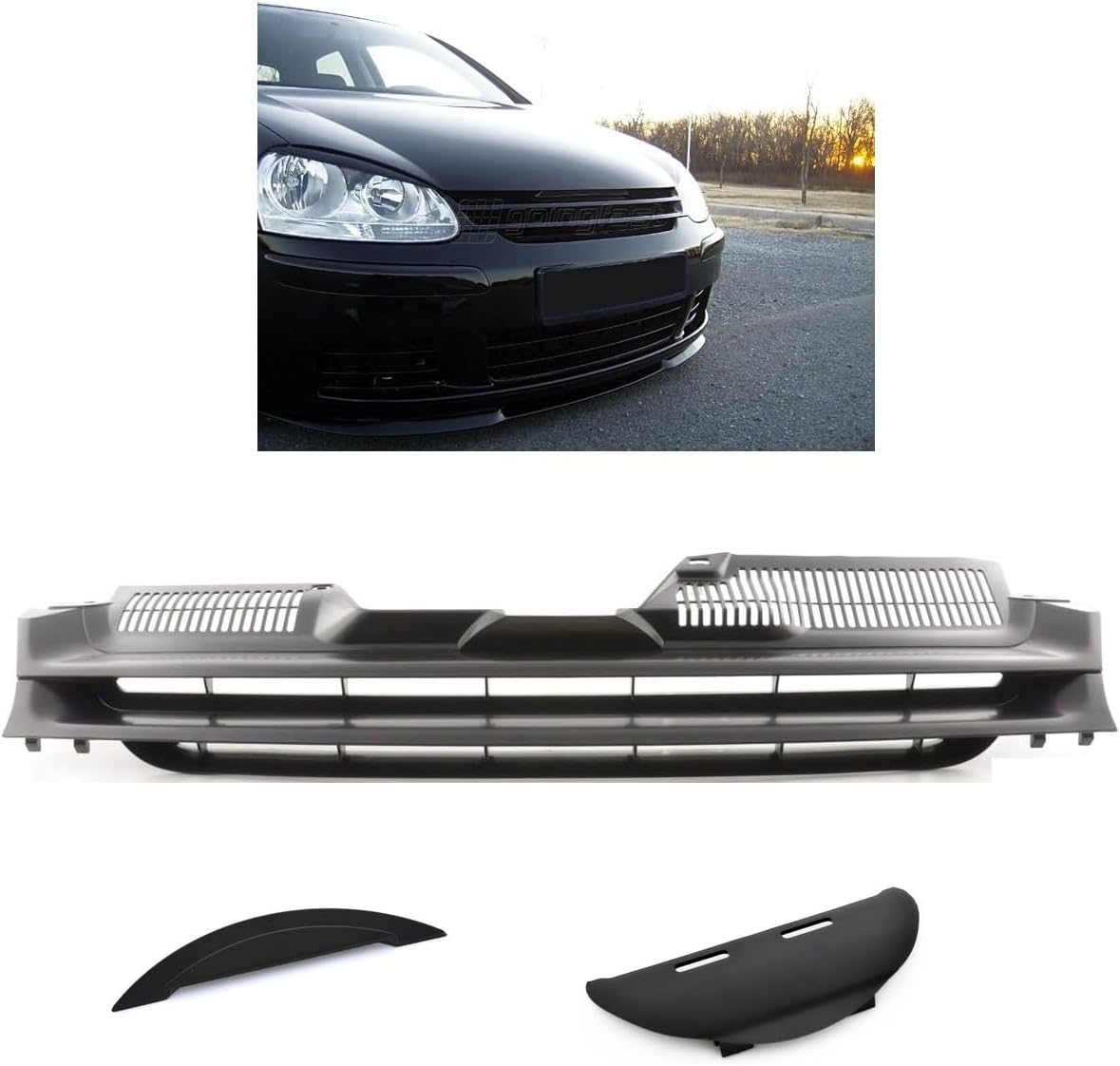 Fits for VW Golf MK5 TDI Badgeless Debadged Sport Front Grill Black w/o Emblem 03-08