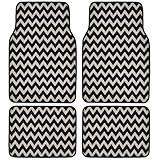BDK USA Line Design (Chevron/ZigZag) Carpet Floor Mats (White)