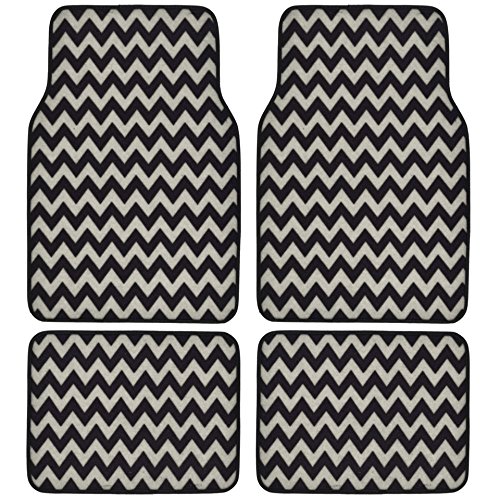 BDK USA Line Design (Chevron/Zigzag) Carpet Floor Mats (White)