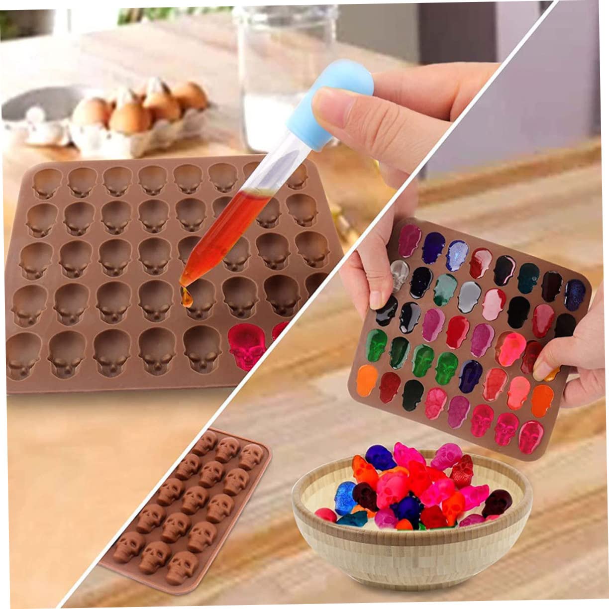 MAGICLULU 4 Ensembles Moules à Biscuits Silicone Halloween de Moules Pipette pour Pâtisserie Bonbons et Outil Diy et Réutilisable