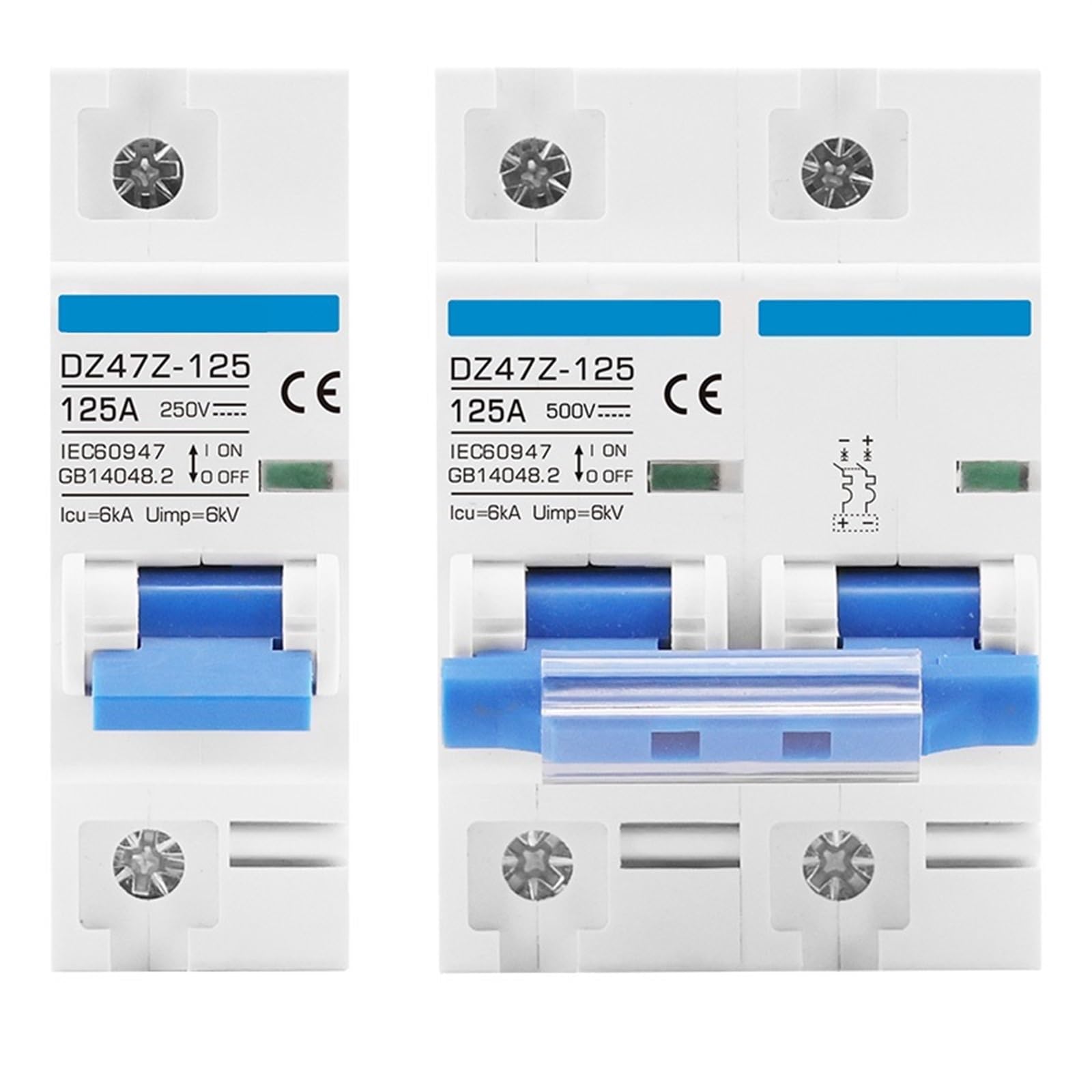 Automatyczny wyłącznik MCB do fotowoltaicznej energii słonecznej DC 1000V/500V 125A 1P 2P 4-biegunowy 80 Amp 100A prąd główny ochrona DZ47Z-125 1 szt. (1,100A)