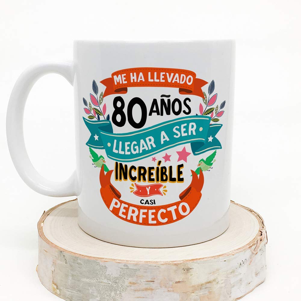 MUGFFINS Taza 80 Cumpleaños - "Me ha llevado 80 años llegar a ser increíble y casi perfecto - Regalos Desayuno Feliz Cumpleaños — view 4