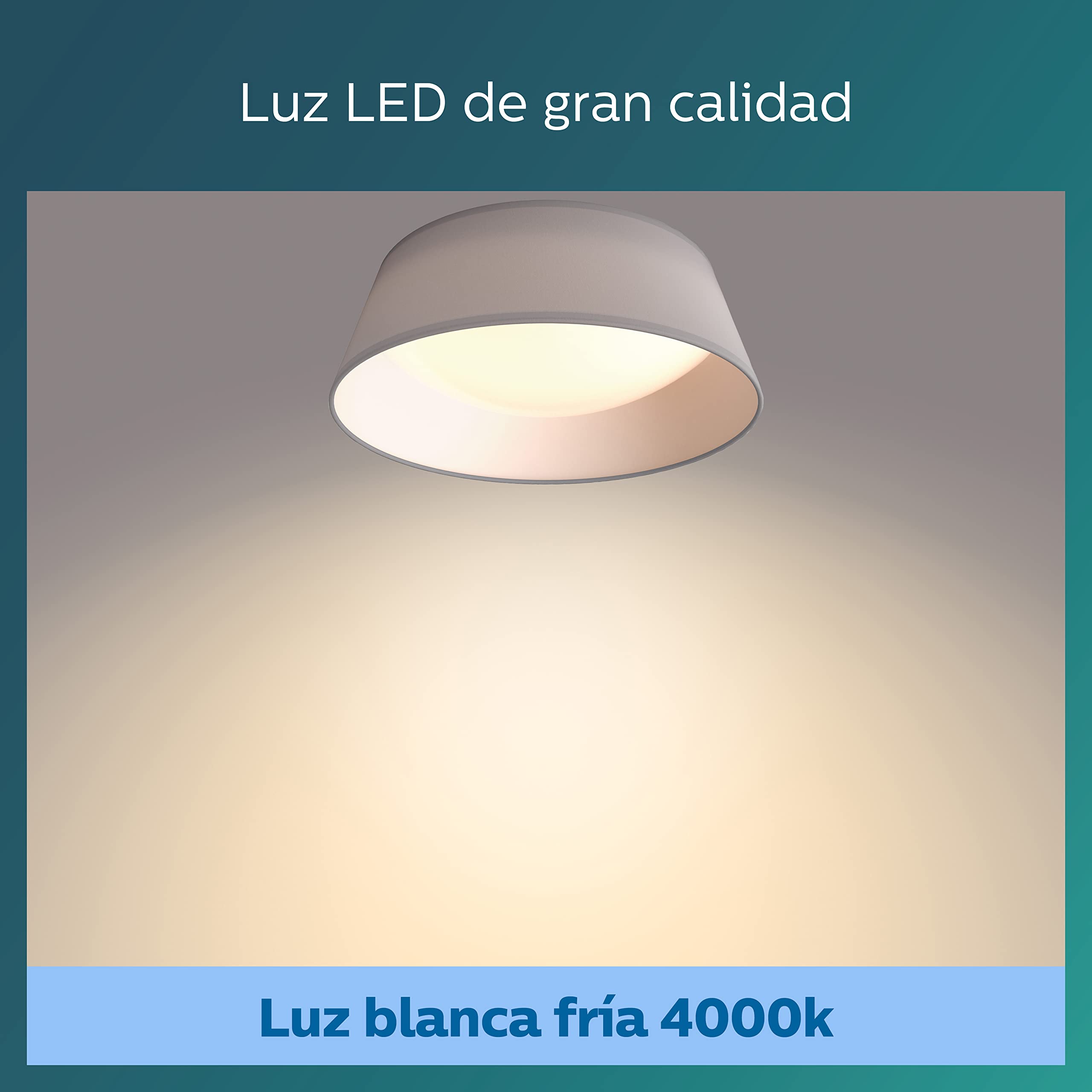 PLAFÓN INTERIOR DE LED 14W 1100lm 3000K MOD. DAWN LUZ CALIDA. COLOR GRIS Ø34x12cm PHILIPS