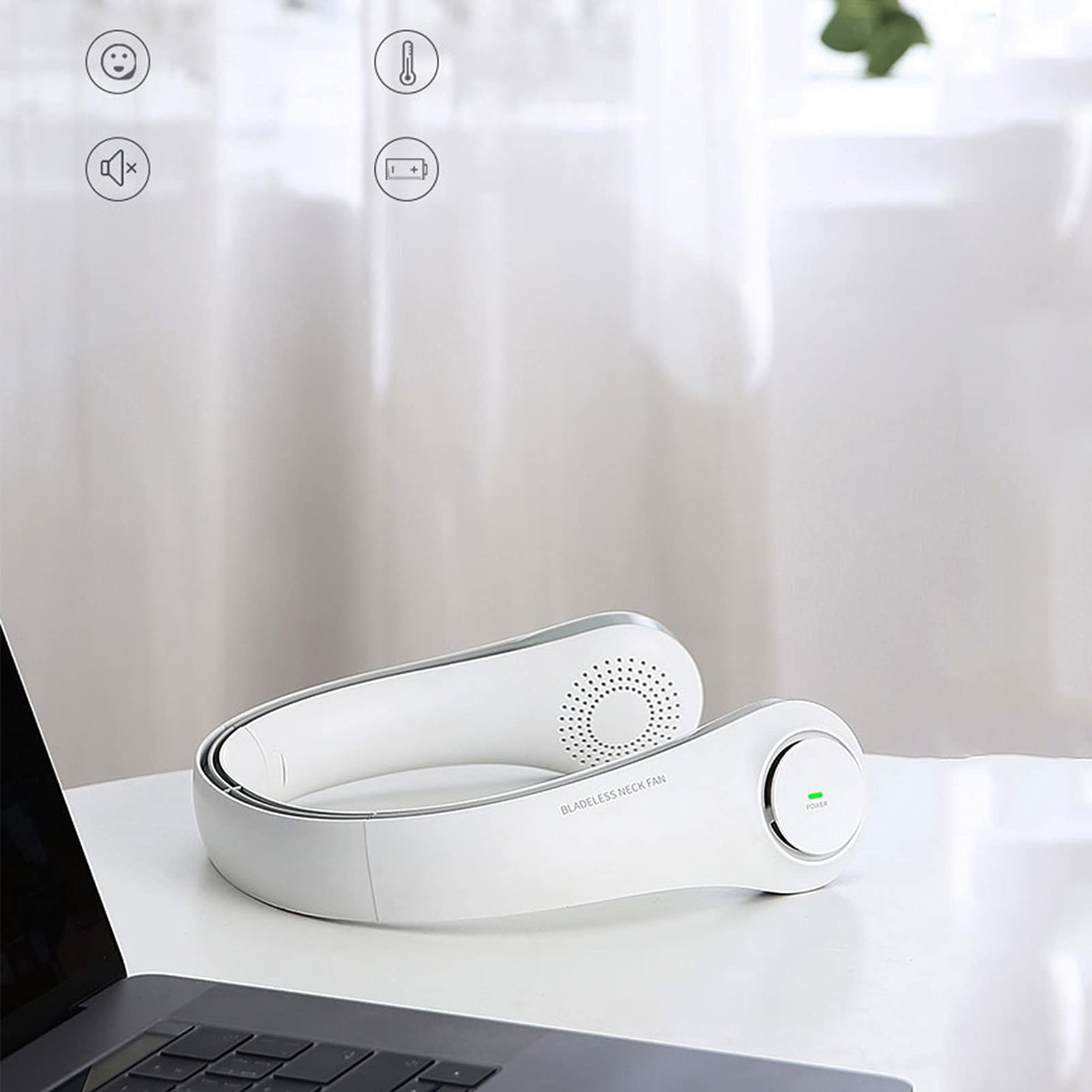 Wentylator na szyję Wentylatory bezłopatkowe, akumulator wiszący wentylator na szyję bez użycia rąk, nadający się do noszenia wentylator USB, 3 prędkości, do podróży w biurze domowym na zewnątrz