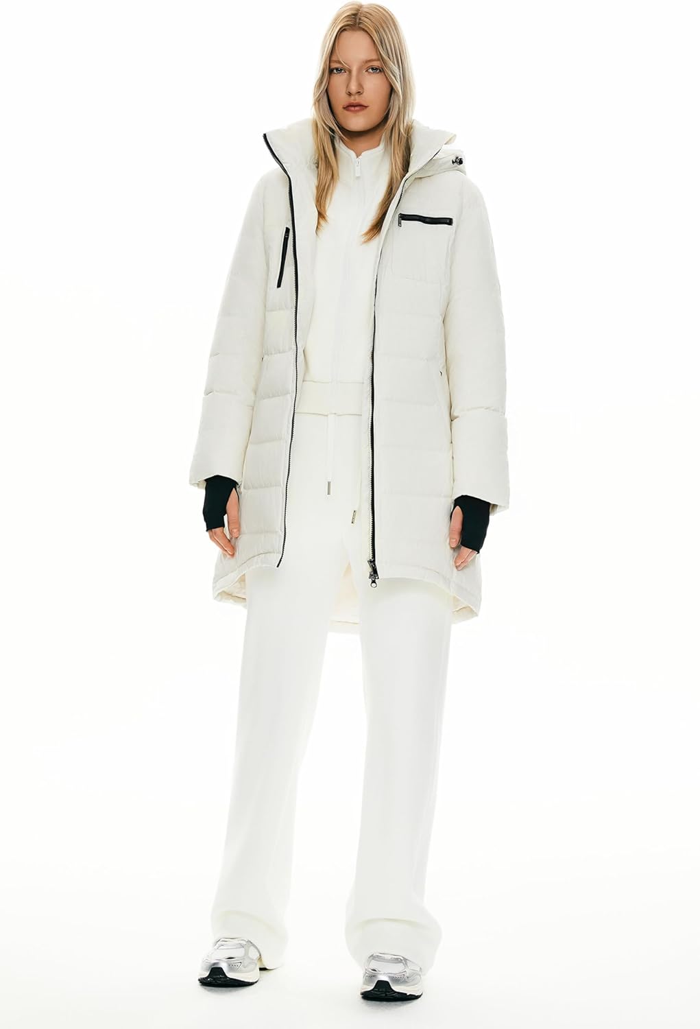 Orolay Women's Winter Down Jacket Long Quilted Puffer Coat Warm Hooded Slim Fit Outerwear - Image 8