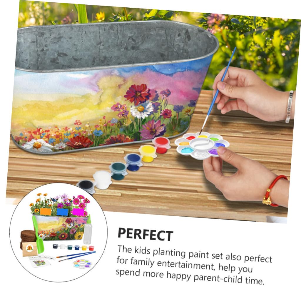 1satz Kreatives Junge Mädchen Pflanzen-Set Eisenblumentopf Anzuchtset Für Mädchen Garten Kit Für Kreative Blumenkunst Und Kunsthandwerk Fördert Motorische Fähigkeiten