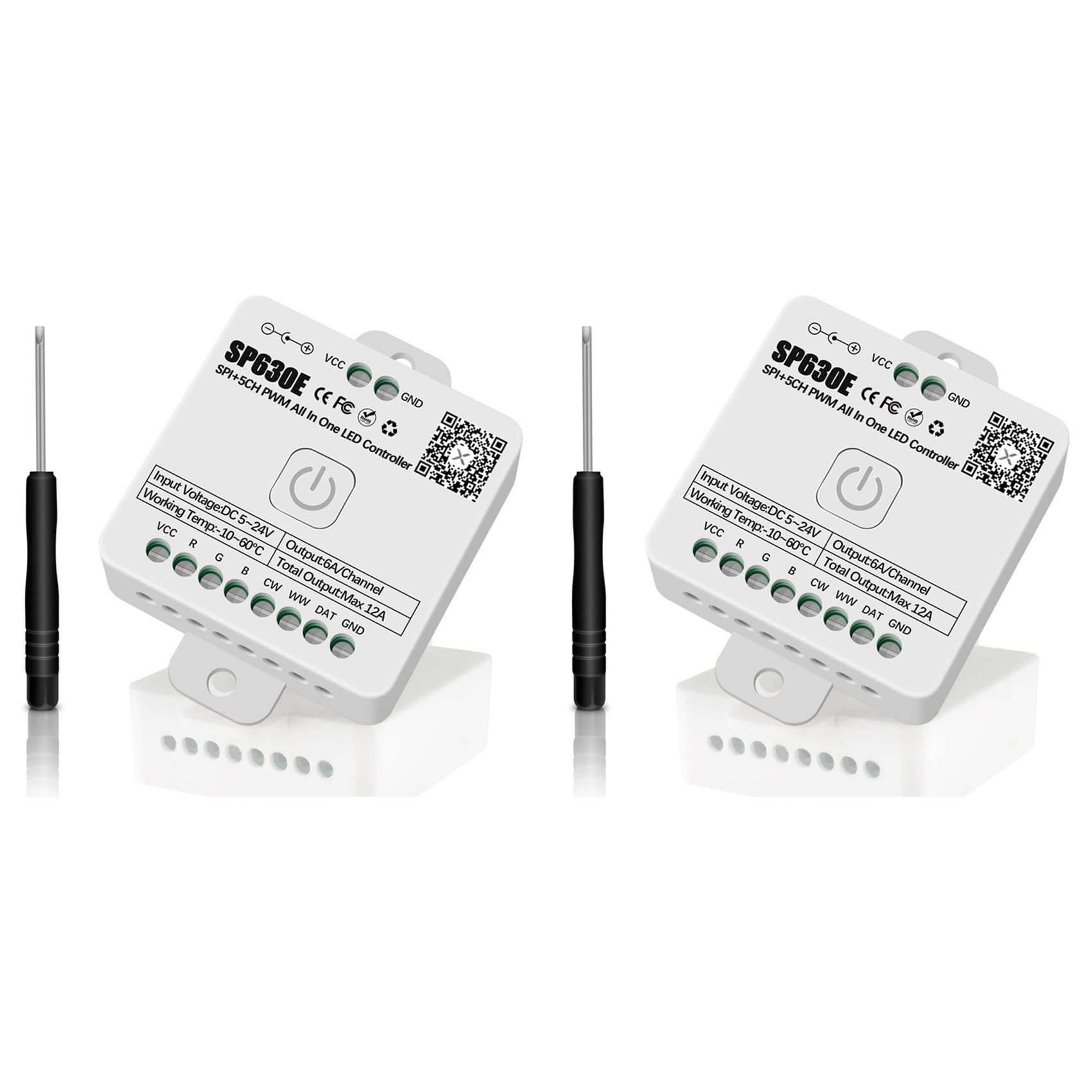 Jnchdghwa White 2X Sp630e Bluetooth Led Controller Support Pwm Single Color Cct Rgb Rgbw Rgbcct And Spi Ttl Ic Chip Led Strip Light