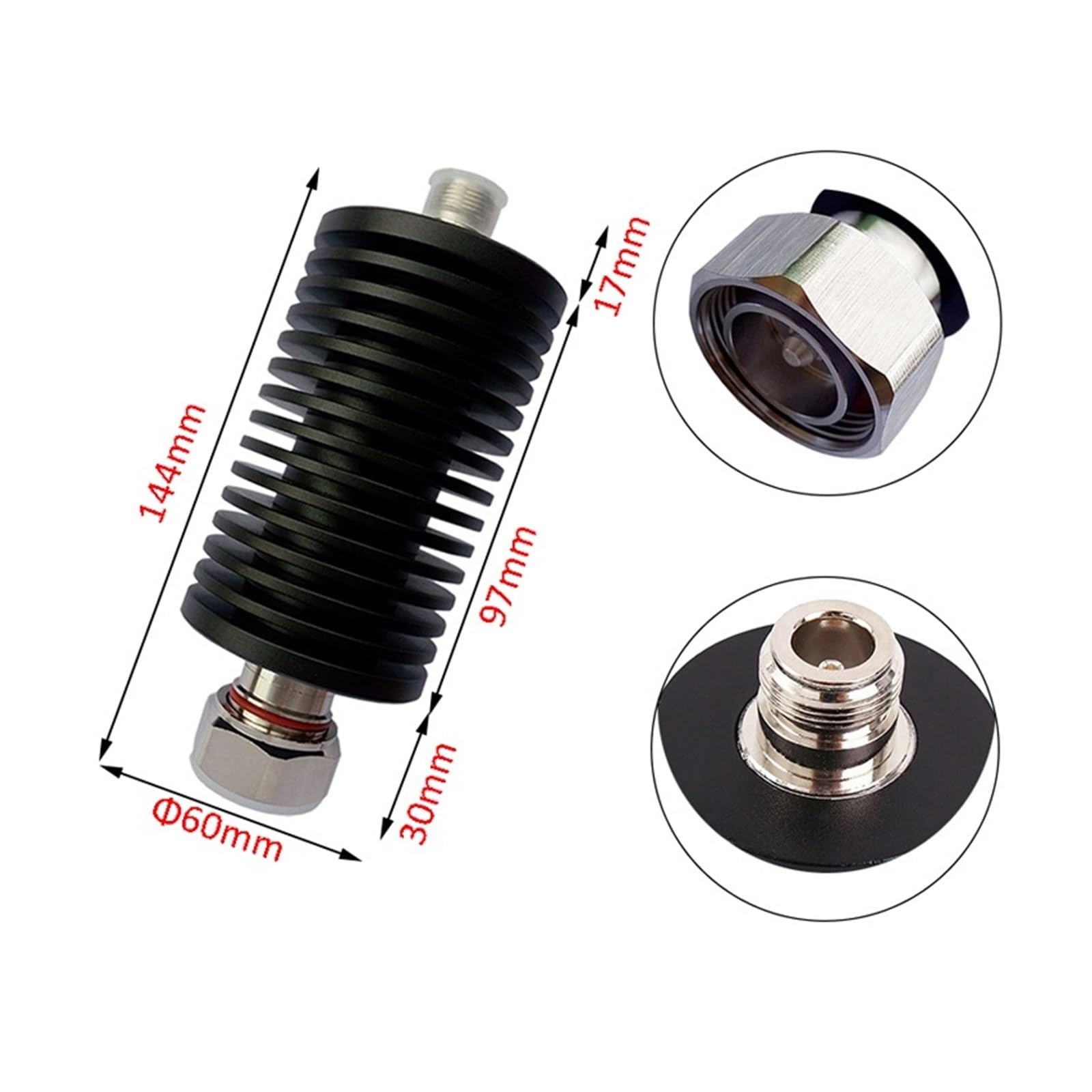 Atténuateur de puissance haute puissance 50 ohm DIN mâle vers N femelle 7/16 100 W 10 dB 20 dB 30 dB 40 dB 50 dB 3 GHz 4 GHz 100 W Connecteurs coaxiaux(10db 4G)