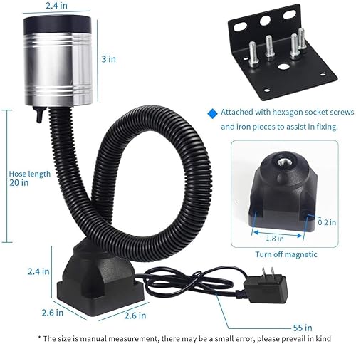 Miniatura 2 de Luz de trabajo flexible, luz de máquina LED, luz de cuello de cisne flexible LED de 900 lúmenes con cuello de cisne flexible de 20 pulgadas, 120