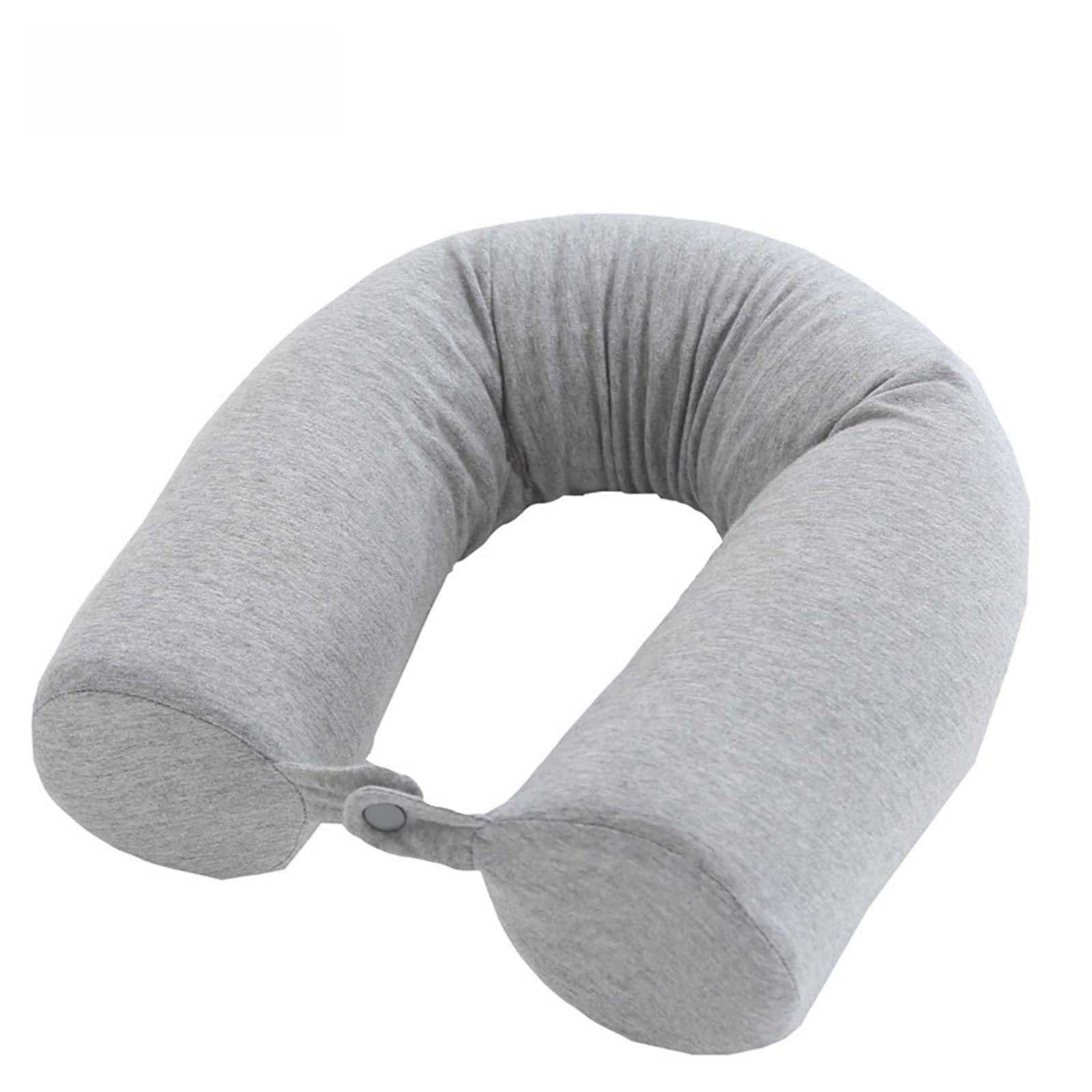 Camping Pillow U Shaped Memory Foam Neck Pillow Bendable Long Cylinder Pillow Office nap Pillow Slow Rebound Travel Pillow for Airplane or car (Color : Grey)