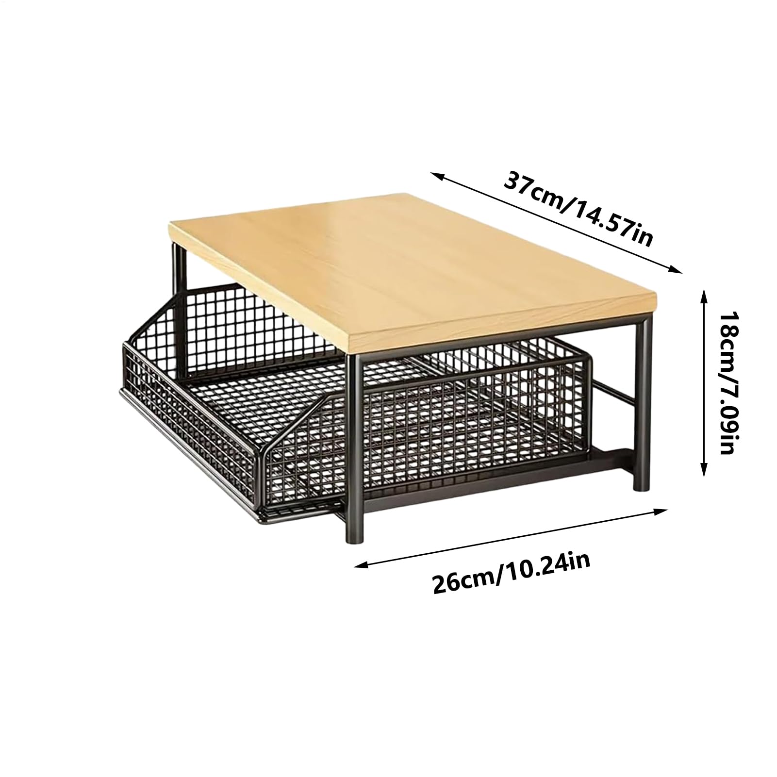 Étagère de rangement de cuisine – Support vertical à 2 niveaux pour légumes et fruits avec tiroirs pour casseroles, poêles, micro-ondes, assaisonnements, ustensiles | Idéal pour la cuisine, le