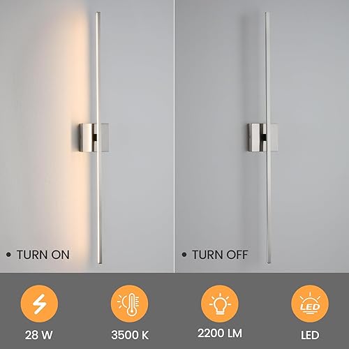 Miniatura 57 de Lámparas de tocador de baño doradas, 30 pulgadas, giratorias, modernas, LED, para baño, con iluminación blanca cálida de 3500 K, aplique de pared