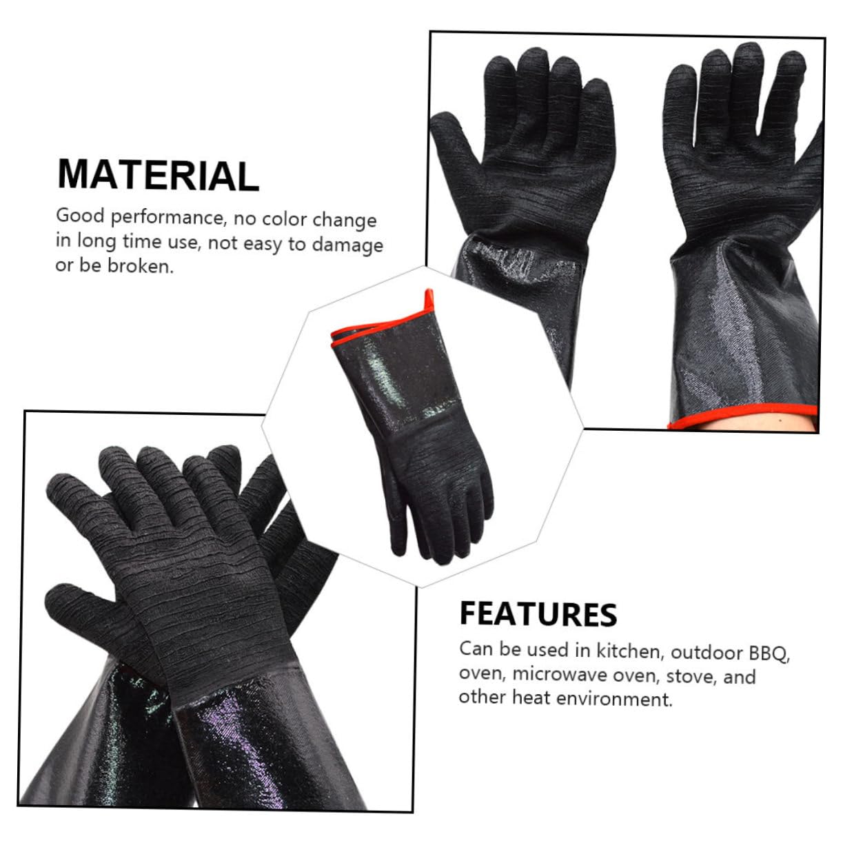 Guanti Bbq Resistenti al Calore in Neoprene Impermeabili Neri | 1 Paio, Isolamento Termico per Cucina e Ambienti Caldi, Protezione da Acqua, Adatti alla Griglia