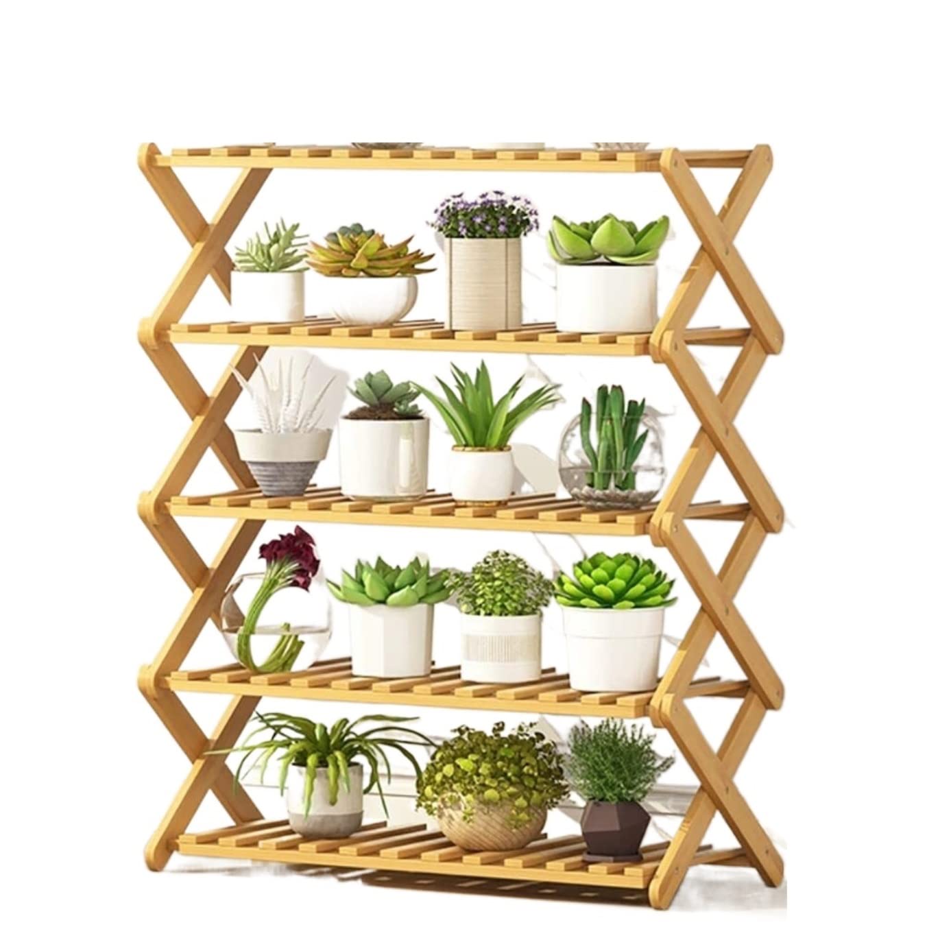 DFGHNBVC Plant Stand Plant Shelves Flower Holder Bamboo Wood Plant Shelf Folding Flower Display Stand Indoor Display Stand Home Patio Garden Flower Stand Plant Shelf Plant Rack,A-73 * 31 * 70Cm