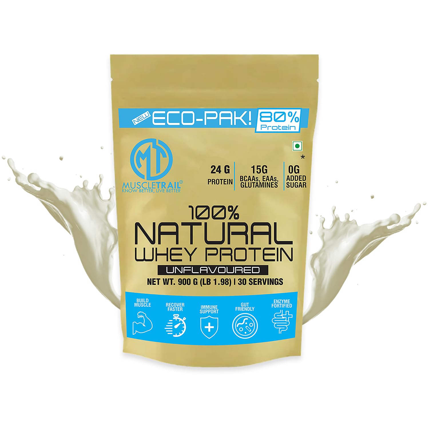 MuscleTrail Eco Pak Natural Whey Protein |30 Servings |24G Protein Per Serving |Vanilla |For Muscle Building&Recovery (930g, Chocolate) — Amazon image 11