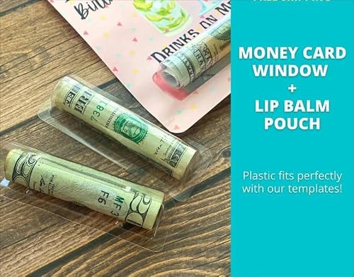 Fabulway 20Pcs Thankgiving Gifts Money Card Holder Clear Plastic Dome Lip Balm Pouch With Adhesive Tape, Diy Chapstick Holder Money Holder Custom Gift Card Holder #TOP2