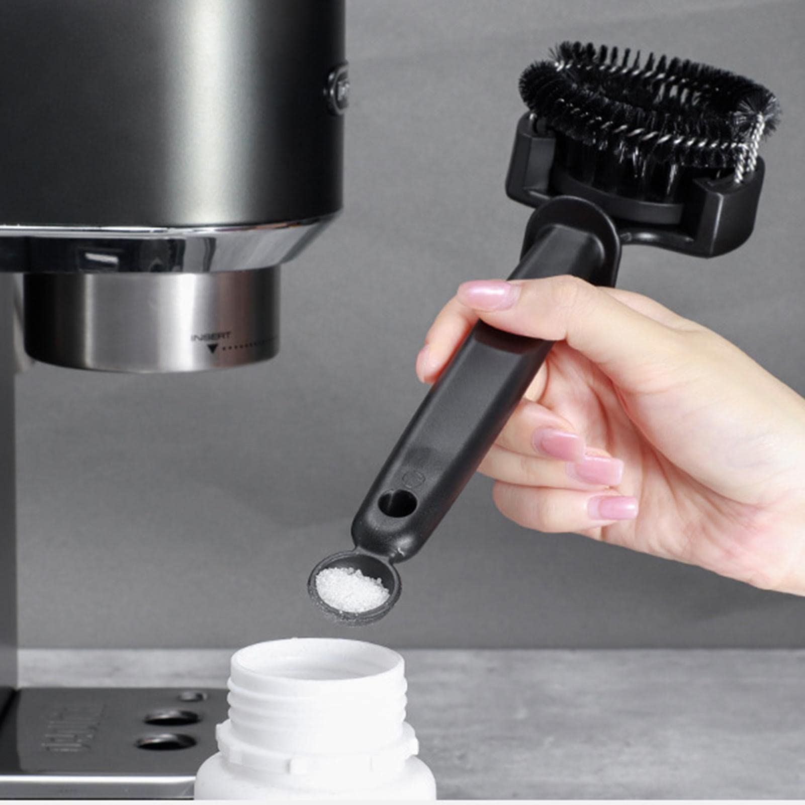 Spazzola Pulitrice Per Macinacaffè – Setole Dure E Morbide, Manico Antiscivolo, Per Macchine Espresso Semiautomatiche
